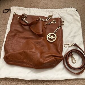Michael Kors Tan Leather Shoulder Bag with Gold Chain